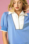 Luxeknit Half Zip Mini Dress - Blue