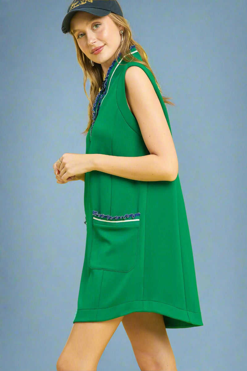Sleeveless Ruffle Dress - Kelly Green