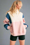 Retro Colorblock Pullover - Pink Blue