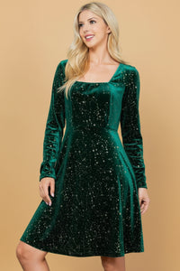 Celestial Green Velvet Dress