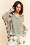 Flower Patchwork Hoodie - Seafoam