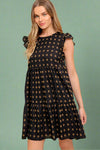 Textured Woven Mini Dress - Black