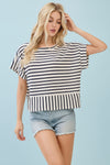 Striped Short-Sleeved Top - Ivory
