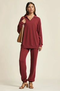 Weekend Elastic Cuff Pant - Cabernet
