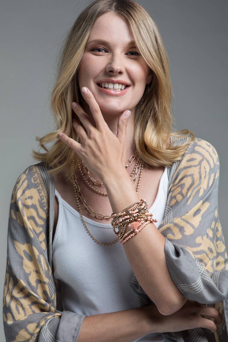 12 Layered Stretch Bracelet Set - Peach