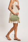 Anastasia Straw Clutch With Chain Strap - Sage
