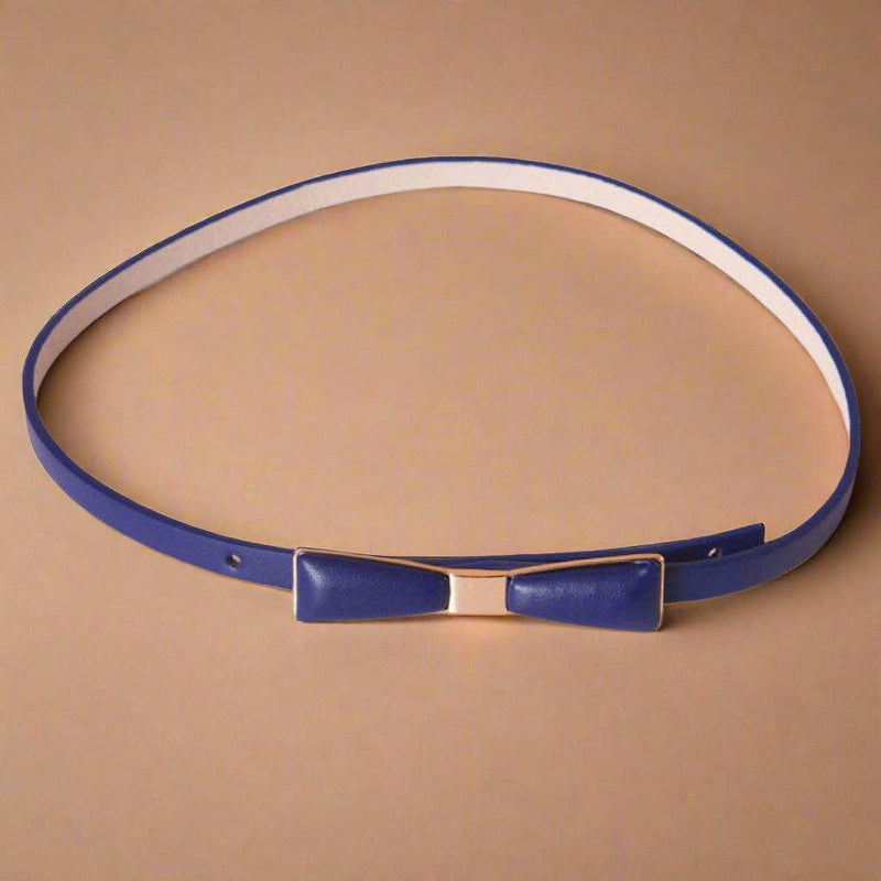 Retro-Inspired Metal Bow Belt - Navy