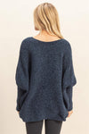 Chenille Boat Neck Sweater - Navy