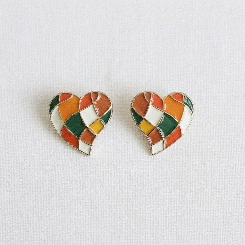 Colorful Heart Design Enamel Drop Earrings
