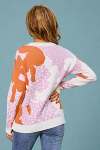 Bold Abstract Knit Sweater - White