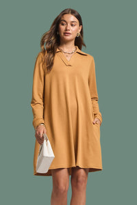 French Terry A Line Dress - Marigold