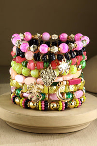 9-Layered Stack Bracelet - Pink