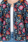 Floral Print Quilted Cotton Jacket - Black
