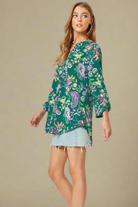 Lizzy Top - Teal Paisley