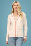 Rib Knit Button Cardigan - Oatmeal