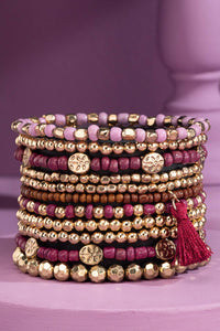 12 Layered Stretch Bracelet Set - Purple