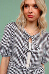 Ribbon Babydoll Gingham Check Top