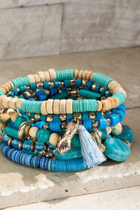 Charm & Bead Bracelet Set - Turquoise