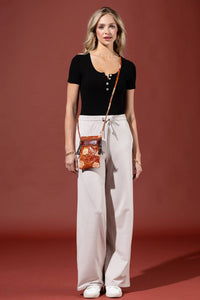 Hand-Painted Genuine Leather Crossbody - Magnolia