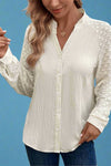 Lace Sleeve V-Neck Blouse