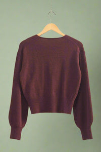 Surplice V Neck Sweater - Wine