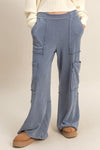 Mineral Washed Cargo Sweatpants - Blue