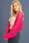 Open Stitch Bolero Cardigan - Fuchsia