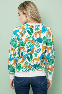 Cheetah & Leaf Print Sweatshirt