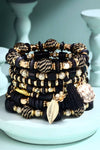 7 Strand Multi Bead Stretch Bracelet - Black