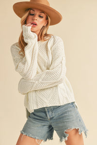 Adela Cable Knit Sweater - White