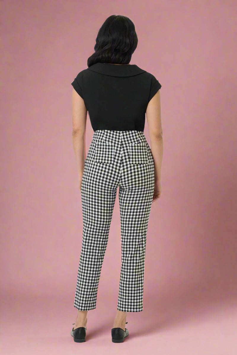 1960s Black & White Gingham Cigarette Pants