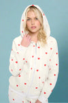 Heart All Over Zip-Up Hoodie - Grey