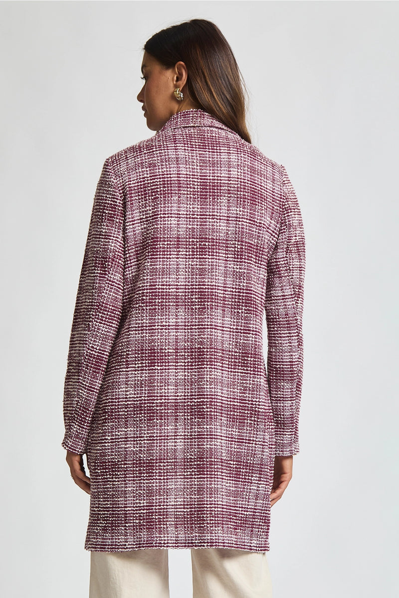 Open Front Midi Blazer - Wine