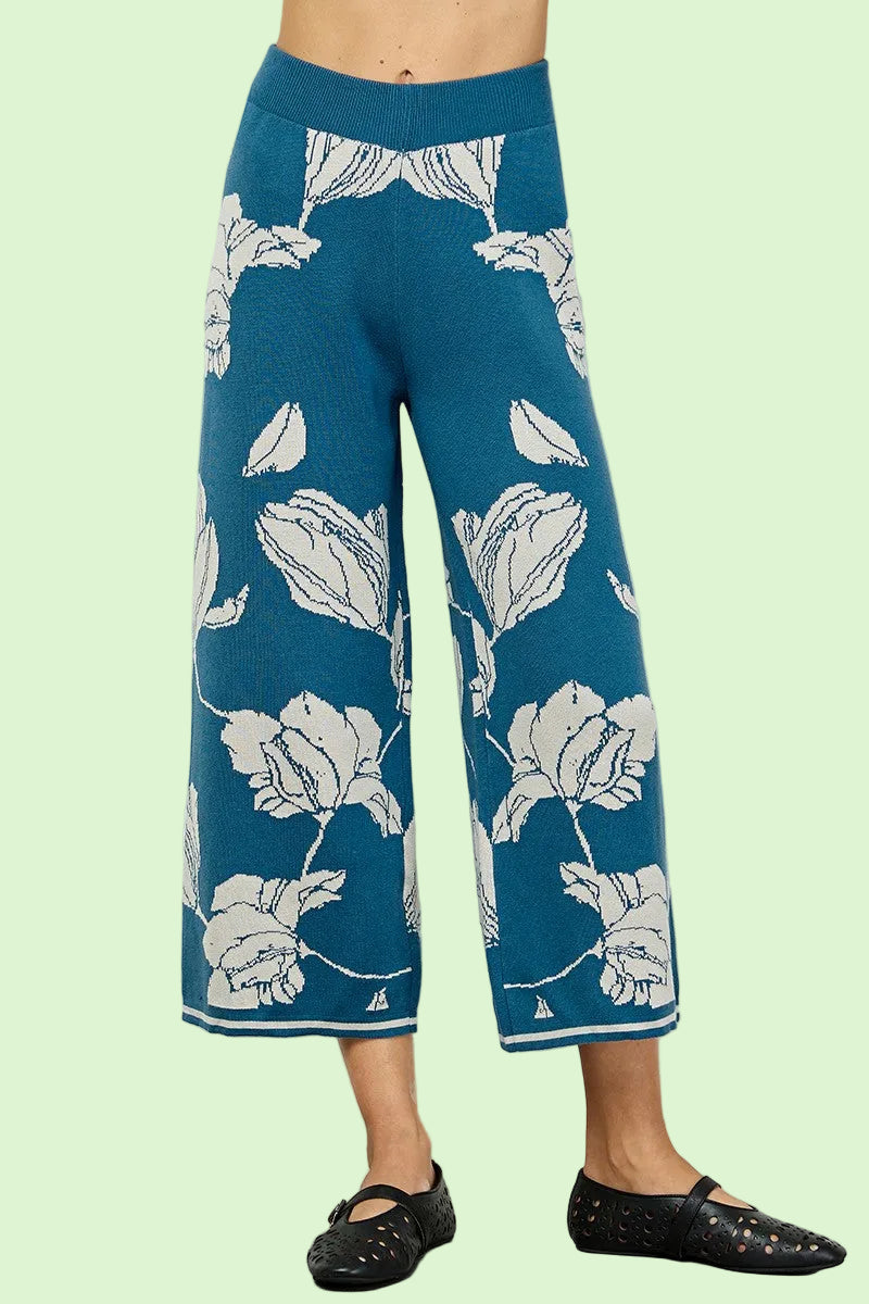 Jacquard Sweater Pants - Blue