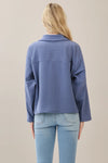 Corduroy Button-Up Boxy Jacket - Blue