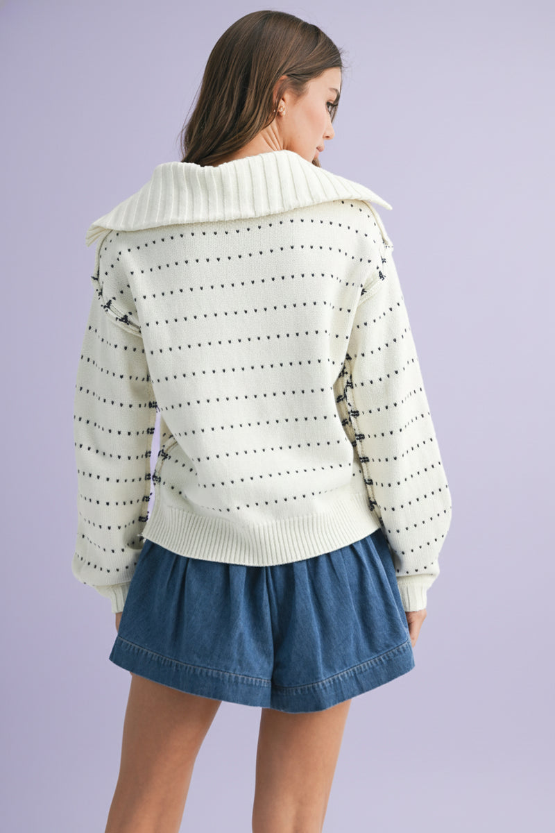 Dot Knit Pullover Sweater