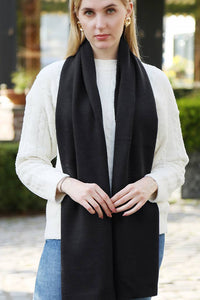 Soft Ribbed Oblong Scarf - Black