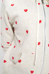 Heart All Over Zip-Up Hoodie - Grey
