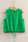 Sand Washed Sleeveless Crop Top - Green