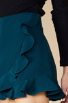 Ruffled Wrap Skort With Back Zipper - Blue