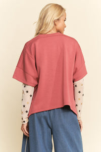 Round Neck Flowy Top - Rose