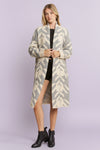 Giant Houndstooth Print Cardigan - Heather Grey