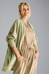 Dolman Shawl Open Cardigan - Sage