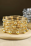 Shiny Ball Bead Stretch Bracelet - Gold