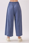 Wide-Leg Corduroy Culotte Pants - Denim