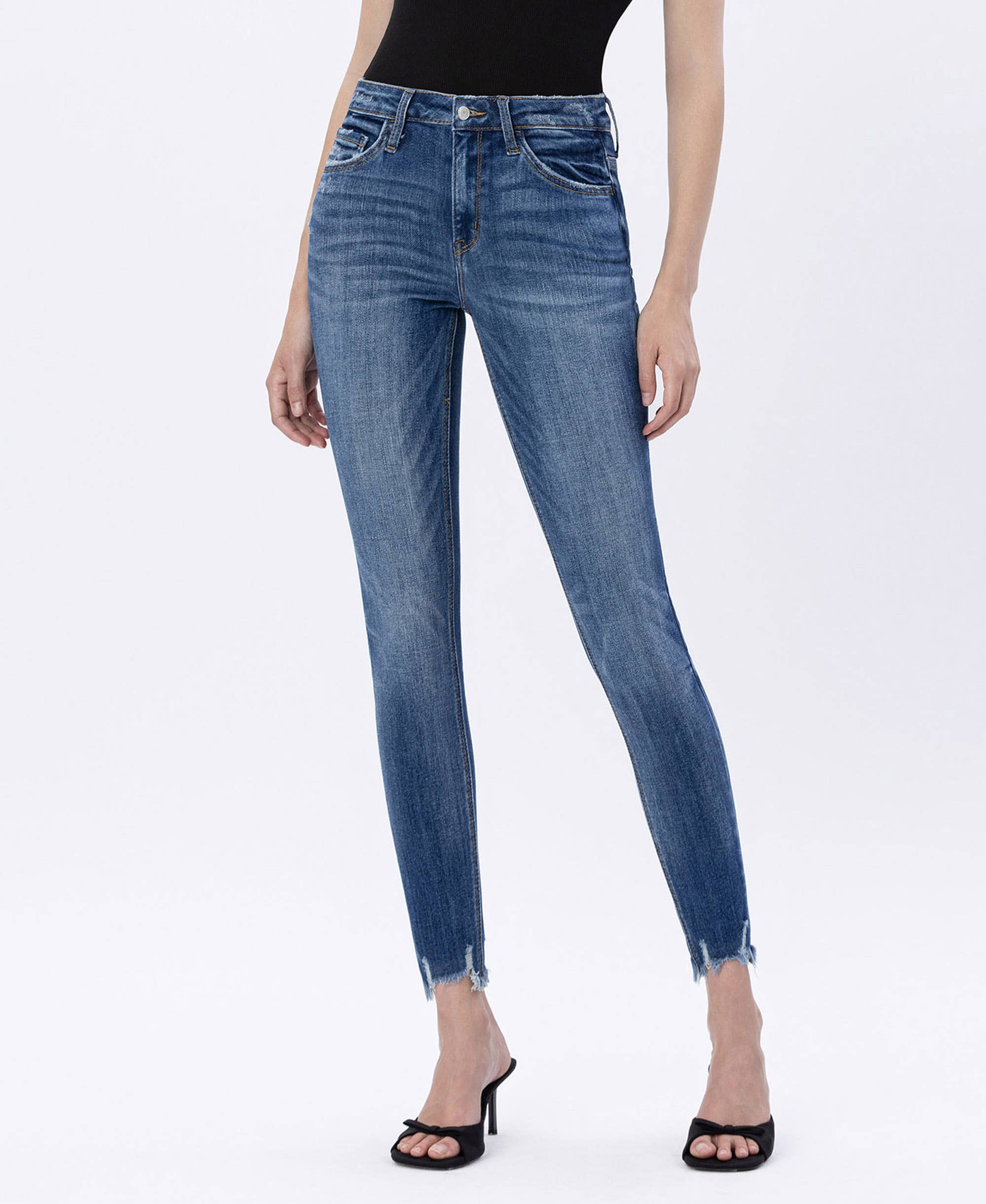 HR Distressed Hem Skinny Jeans LV41
