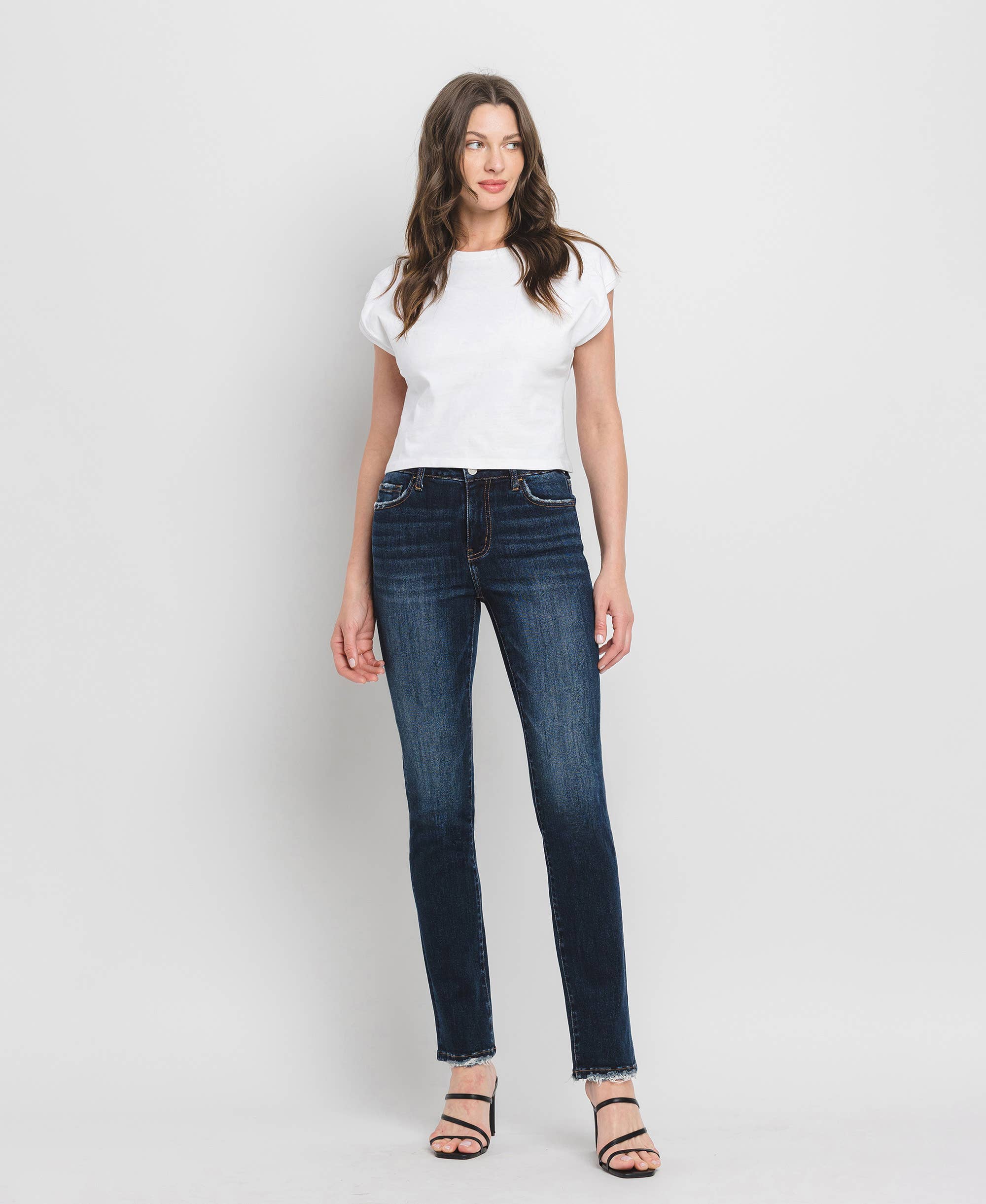 High Rise Long Slim Straight Jeans LV39