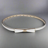 Retro-Inspired Metal Bow Belt - White
