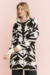 Giant Houndstooth Oversized Cardigan - Black