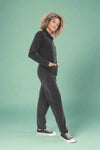 Mineral Wash Cotton Blend Jumpsuit Black